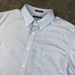 Saddlebred Easy Care Short Sleeve Button Down Shirt Light Blue Size 16 1/2 Flaw